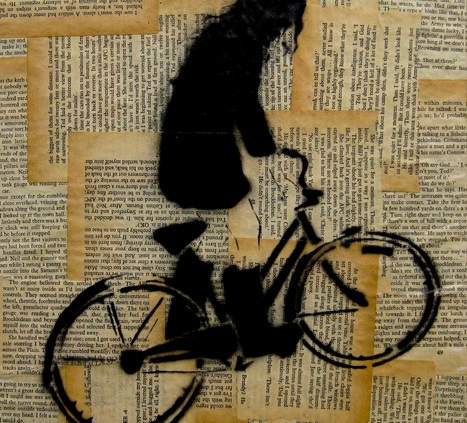 meisje fiets krantenknipsel