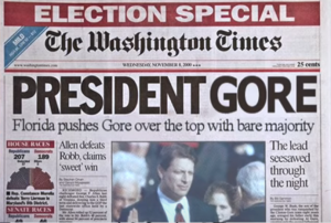 Krantenartikel dat Al Gore had gewonnen (was niet zo)