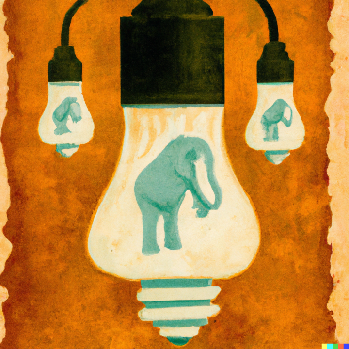 Spaarlampen schilderij met olifant
